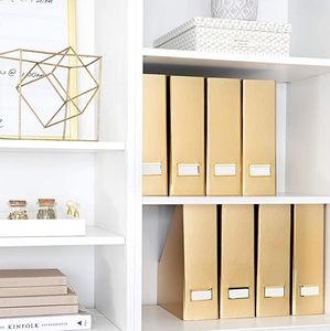 Foldable Gold Magazine File Holder with Gold Label Holder - Set of 4